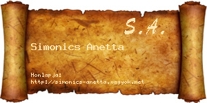 Simonics Anetta névjegykártya
